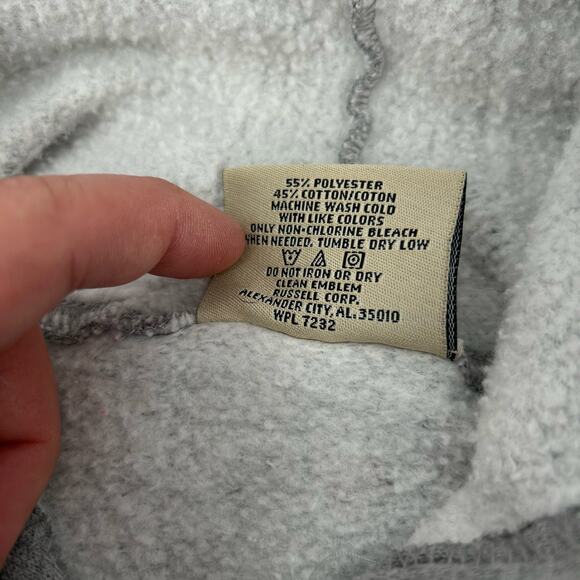 Vintage 90s y2k Mens Grey Russell Athletic Blank Full Zip Hoodie Sweatshirt Sz L - Picture 4 of 6